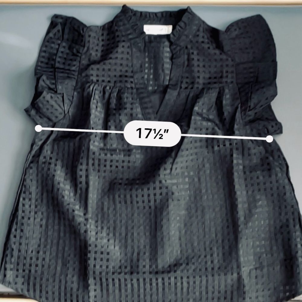 New In Black Textured Ruffled Sleeve Women's Top House Size S - Picture 5 of 9